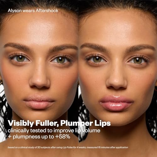 Kosas Lip Pulse Lip Plumper Gloss - Non-Sticky Hydrating Lip Gloss with Warming-Cooling Tingle, Mirror Shine, Love Potion Variant