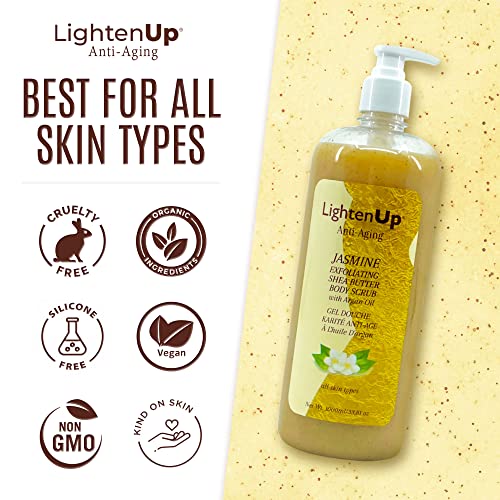 OMIC Lighten-Up LightenUp Exfoliating Body Wash - 33.8 Fl oz / 1000 ml - Formulated to Exfoliate and to Nourish Skin, with Shea Butter, Jasmine Oil Argan Oil