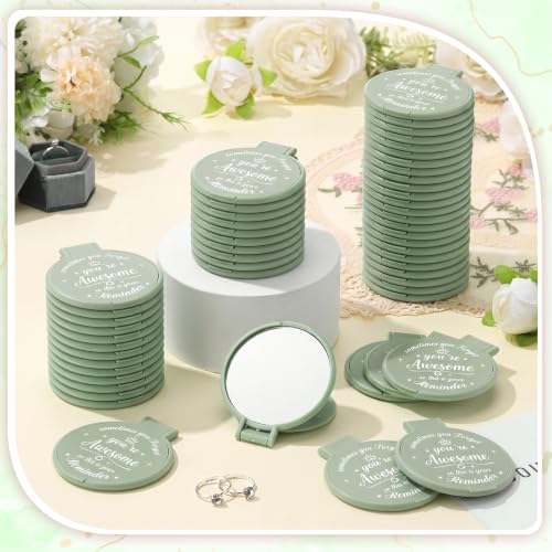 Gulfmew 100 Sage Green Mini Compact Mirrors Bulk Gifts for Women