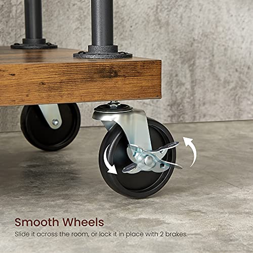 VASAGLE 5-Tier Industrial Clothes Rack on Wheels, Rustic Metal & Wood Garment Organizer