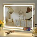 Sucedey Vanity Mirror with Lights, 23" x 19" Large Makeup Mirror with 3 Color Modes & Adjustable Brightness, Detachable 10x Zoom Mirror,Smart Touch Control,Plug in(Tabletop & Wall-Mounted)