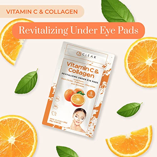 Clear Beauty Vitamin C & Collagen Under Eye Patches ? Reduces Dark Circles, Puffiness & Fine Lines ? Hydrating & Firming Eye Pads ? Dermatologist Tested, Korean Skin Care, Vegan Clean Beauty ? 5 Pack