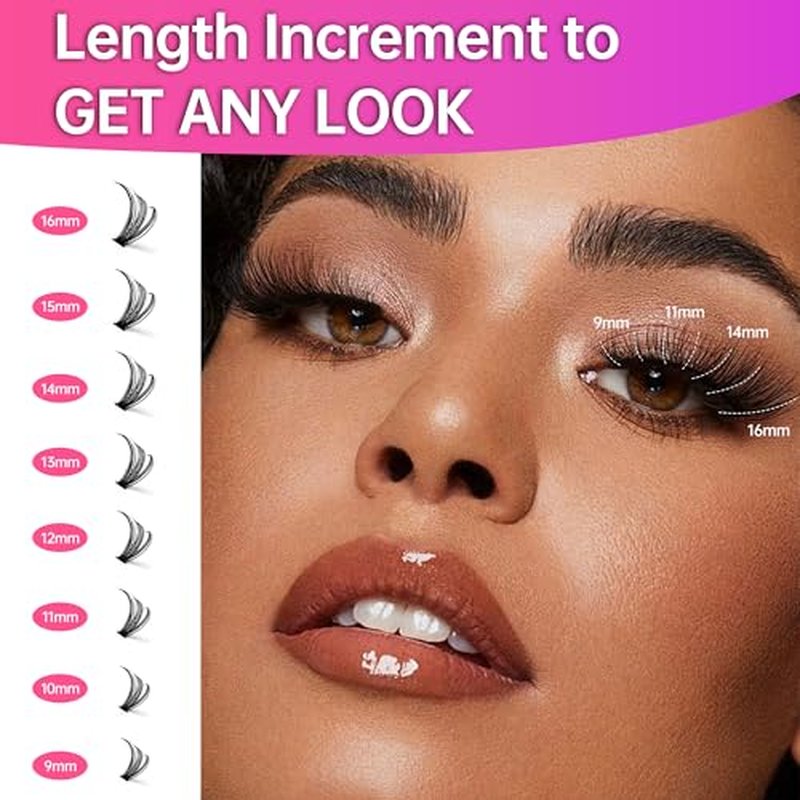 320pcs Lash Clusters 9-16mm 40D 50D Eyelash Extension Kit, Individual Lashes Kit with Bond and Seal, Lash Tweezers