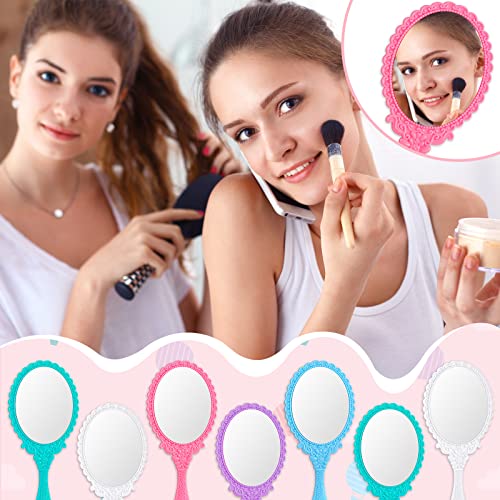 Namalu 40 Pcs Vintage Handheld Mirrors Set - White, Purple, Blue, Pink, Green with Embossed Patterns