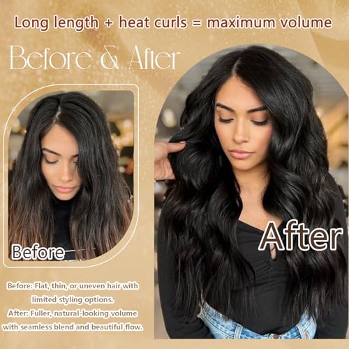 Clip-In Hair Extensions 12 Inches 7 Pieces - Jet Black Human Hair, Soft & Natural