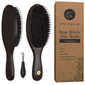 Cherry Wood Boar & Nylon Bristle Hair Brush for Men & Women - Natural Finish