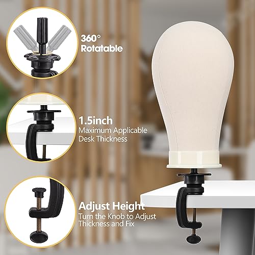 Black Adjustable Wig Stand Set for Styling & Display - 22.4 Inch