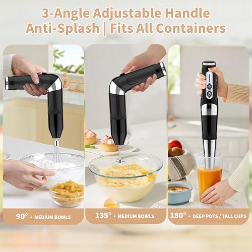 Toogel 4-in-1 Cordless Immersion Blender Set with 21-Speed, Black