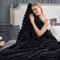 Black Faux Fur Throw Blanket - Cozy 60x80 Inches for Couch & Bed - Twin Variation
