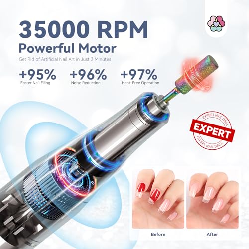 SAVILAND Professionl Nail Drill Kit & Jamaican Black Castor Oil for Hair Growth: Diamond Shiny | 35000RPM Electric Nail Drill Machine | Nail Drill Kit Professional Drill Bits Drill Nail File Buffer