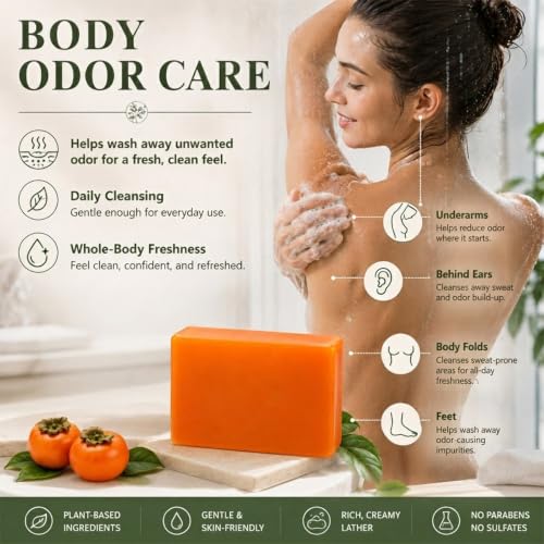 Deodorizing Persimmon Soap - Natural Body Bar for Fresh Skin