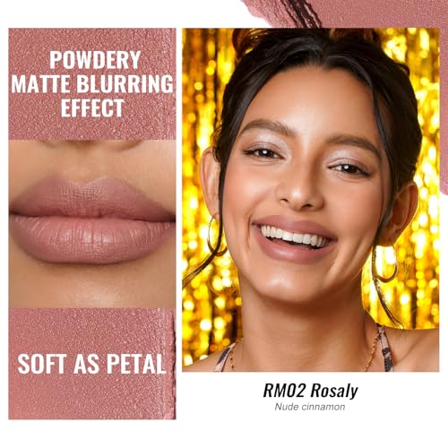 Oulac Nude Matte Lipsticks for Women Set, Silky Velvet Matte Lipstick, Soft Smooth Texture, High Impact Lip Color, Not Dry Lightweight Formula Infused with Vitamin E, Vegan RM02+04+06