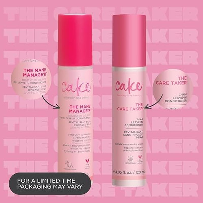 Cake Beauty 3-in-1 Leave in Conditioner, The Care Taker ? Moisturizing & Softening ? With Coconut Oil, Biotin, Soy & Rice Proteins ? For Dry/Normal Hair Types ? 4 Fl Oz / 120 mL (Packaging May Vary)