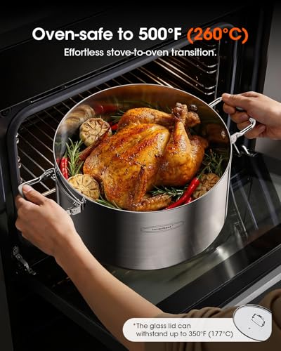 Stainless Steel Stock Pot Set with Glass Lids - 6-Piece Space-Saving Nestable Cookware