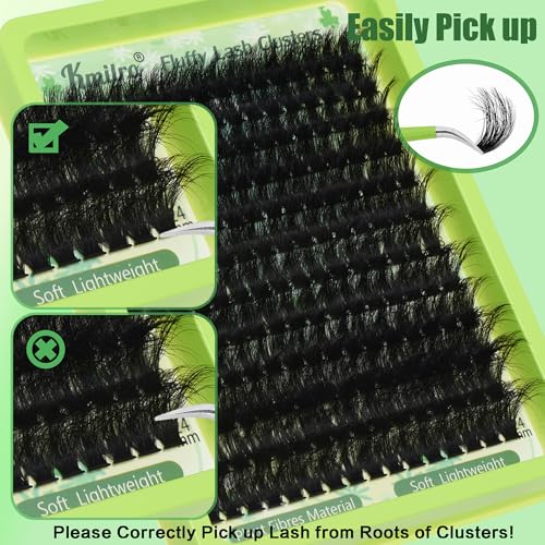 Lashes Clusters 180D+240D Thick Lash Clusters 14-24mm Long Cluster Eyelash Extensions 432Pcs Eyelash Clusters Waterproof Volume Individual Cluster Lashes Soft Wispy Mink False Eyelashes