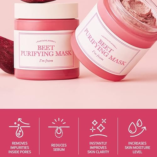 I¡¯m From Beet Purifying Mask, Deep moisturizing wash-off clay mask,1.5% red beet enzyme, clean the pores and control sebum, soothing effect for dry, dull, sensitive skin - 3.88oz (110g)