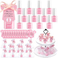 Pink Mini Nail Polish Set for Baby Shower Favors - 24 Pieces with Gift Bags & Ribbon - Pink Variation