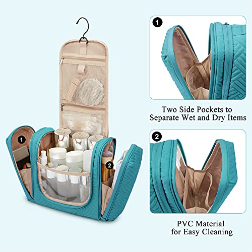 Hanging Toiletry Bag for Women - Large Blue Travel Organizer with Hook