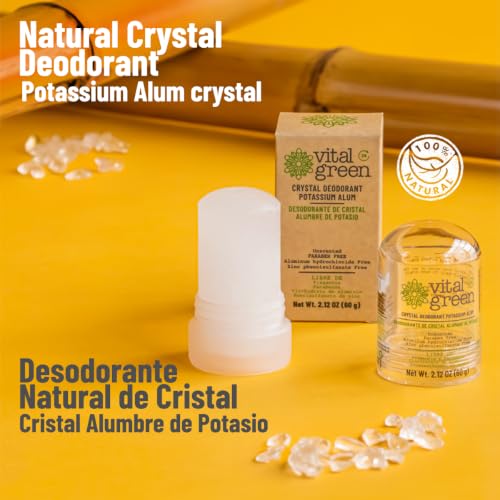Vital Green Thai Crystal Potassium Alum Deodorant Unscented 60g 6 Pack - Natural Mineral Salt