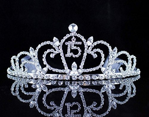 Clear Austrian Rhinestone Tiara with Hair Combs for Quinceanera & Princess Birthday