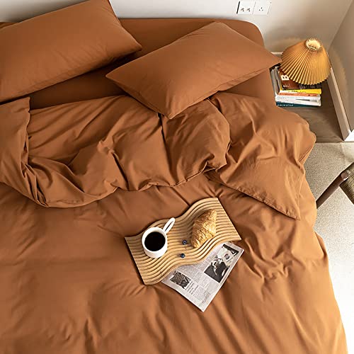 Pumpkin Color Queen Comforter Set - Rust Microfiber Bedding with Pillowcases