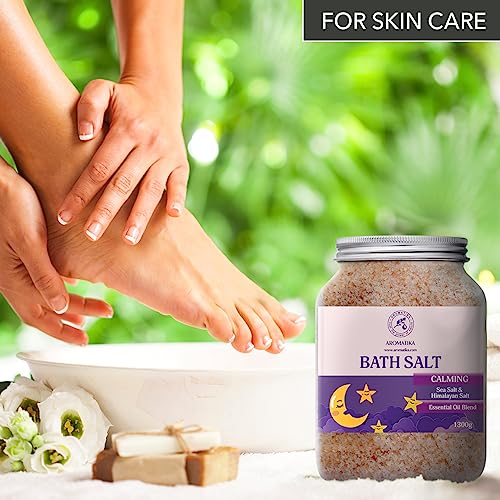 Calming Bath Salts 46 Oz with Sandalwood Lavender Bergamot Essential Oils - Relaxing Body Care & Aromatherapy - 1.3kg - Variation of THIS listing