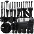 Black Makeup Brush Set 40Pcs Professional Cosmetic Tools with Case - Variation: 92K