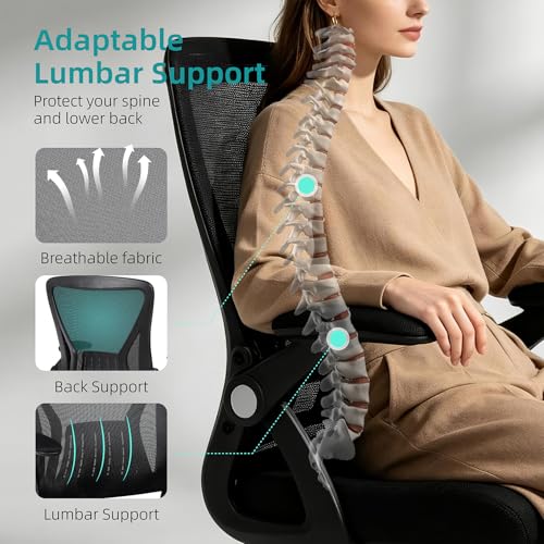 Black Ergonomic Mesh Office Chair with Lumbar Support & Adjustable Height