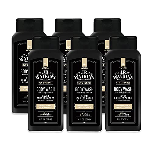 Men's Body Wash with Sandalwood Vanilla - 18 Fl Oz, Pack of 6 - Moisturizing & SLS-Free