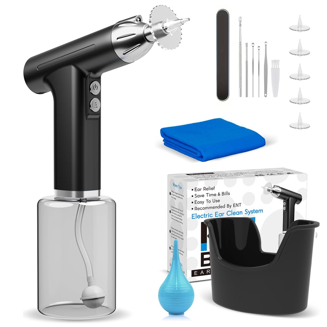 Pirzlqie Ear Wax Removal, Electric Ear Irrigation Flushing System with LED Light, Water Powered Ear Cleaning Kit, Safe and Effective Ear Cleaner Tool for Adults and Kids