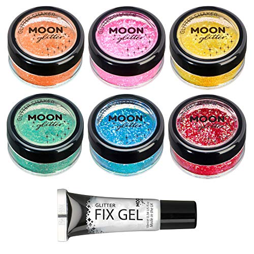 Iridescent Glitter Shakers by Moon Glitter ? 100% Cosmetic Glitter for Face, Body, Nails, Hair and Lips - 5g - Set of 6