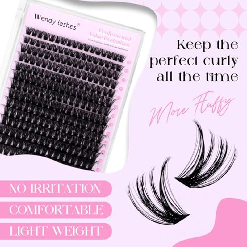 DIY Lash Extension Kit 80D Wispy Lashes 280PCS D Curl 10-18mm Individual Cluster Lashes Kit Includes Lash Bond and Seal,lash Tweezers,Mascara Brush Natural Look Volume Extensions Beginner Friendly