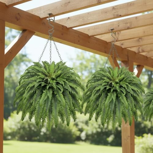 Dark Green 2-Pack 50-Inch Artificial Ferns for Outdoor & Indoor Decor