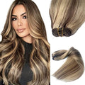 Balayage Ash Blonde Hair Extensions 14 Inch Real Human Wefts for Sew-In & More