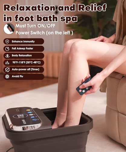 OOAMBB Collapsible Foot Spa Bath with Heat, Bubble & Timer – Remote