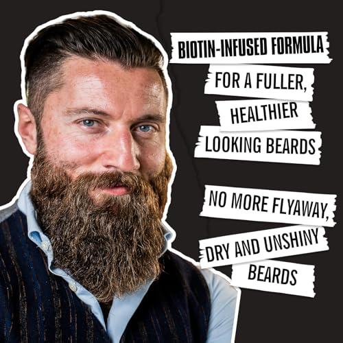 Beef Tallow Beard Balm for Men - Smoothing, Moisturizing & Softening Coarse, Dry Beards, Biotin-Infused for Fuller, Healthier Look, Fragrance-Free, 3.38 oz