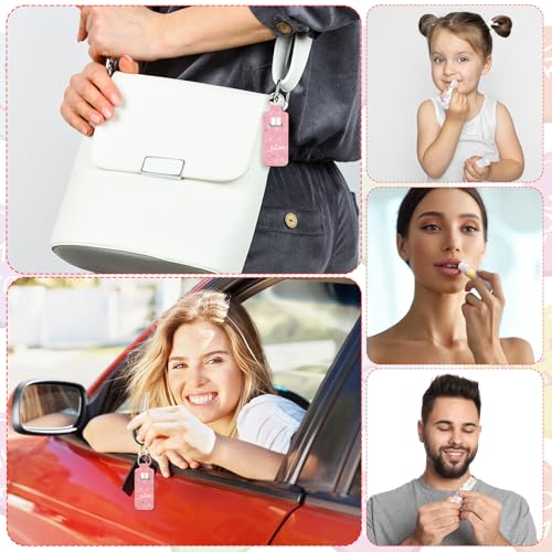 Macaron Color Valentines Lip Balm Keychain - Vivid Lipstick Set & Ribbon Favors, 36 Pcs