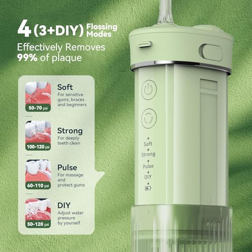 JTF Portable Water Flosser for Travel - Green | Compact & 50% Smaller