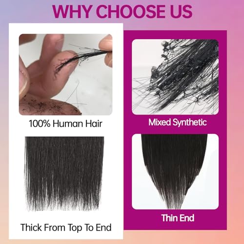 Clip in Hair Extensions 18 Inch Real Human Hair Seamless Natural Look - Variation 1B