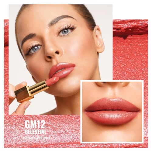 Oulac Lipstick & Lipliner Set 3PCS High Impact Lipcolor with Moisturizing Formula, Vegan Beauty, Full-Coverage Lip Color, Gift Lipstick for Women, LL05+05+GM12