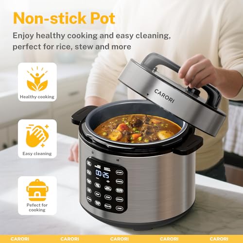 CARORI 8 Qt 9-in-1 Electric Pressure Cooker with IMD Touchscreen, Non-Stick Pot