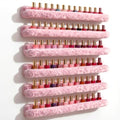 YMVV Furry Pink Wall-Mounted Nail Polish Rack - 15 Inch Plush Organizer
