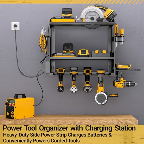 YYR Power Tool Organizer Wall Mount with Charging Station Black