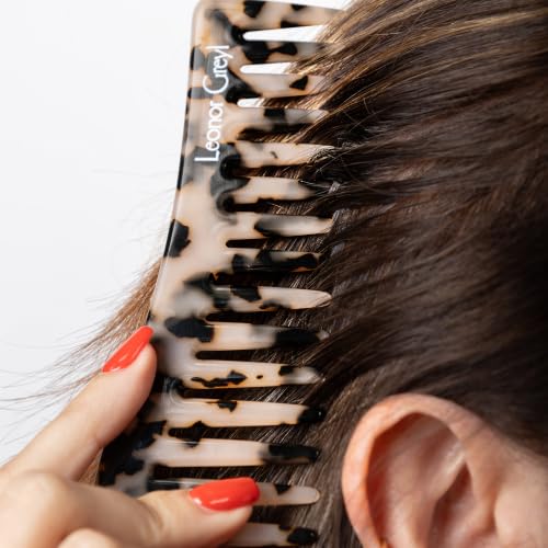 Wide Tooth Tortoise Shell Detangling Comb for All Hair Types