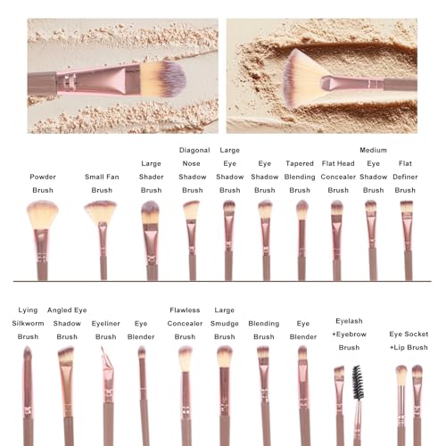 Brown Makeup Brush Set - 48pcs Professional & Beginner Friendly Synthetic Brushes
