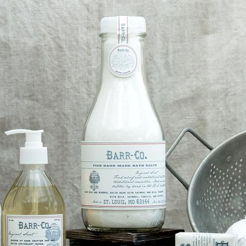 Barr-Co. Original Scent Bath Salts 32 oz - Relaxing Mineral Soak with Vitamin E, Vintage Glass Bottle