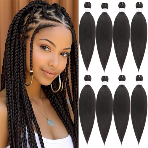 Dark Brown Pre-Stretched Braiding Hair 18 Inch 8 Packs - Seamless Natural Look