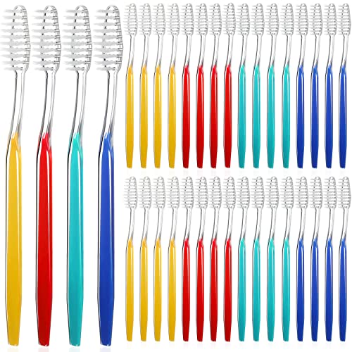 Bulk Disposable Toothbrushes Pack - Soft Bristles, Multi-Color Handles, Individually Wrapped for Travel & Hotels