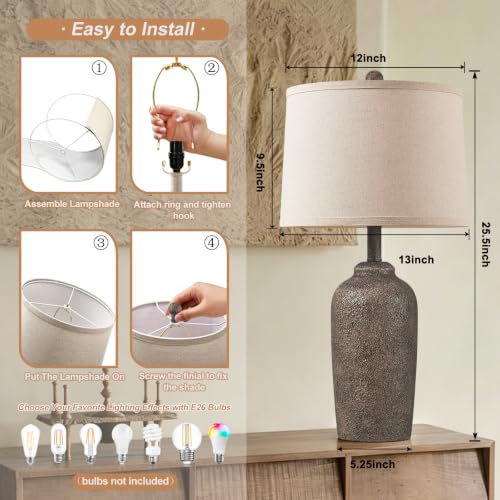 Modern Rustic Farmhouse Brown Table Lamp - Mordern Brown Variation