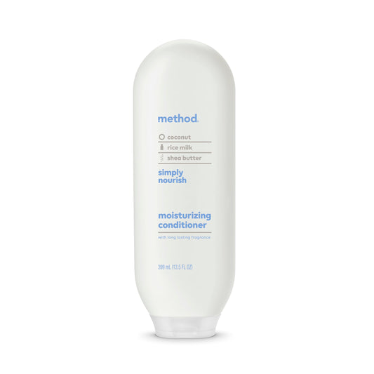 Method Moisturizing Conditioner, Simply Nourish with Shea Butter, Coconut, and Rice Milk Scent Notes, Paraben and Sulfate Free, 13.5 oz (Pack of 1)